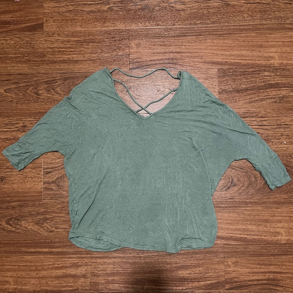 Charlotte Russe Sage 3/4 Sleeve Bat Wing Shirt Size Small